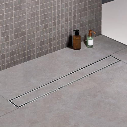 24 Inch Offset Linear Shower Drain, Brushed 304 Stainless Steel | Offset Side Outlet,Easy to install,Tile-In Grate,Hair Catcher,Leveling Feet,Complete Install Kit, Removable Grate Cover - color: Stainless Steel, size: 24 inch
