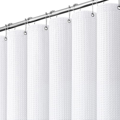 Stall Waffle Shower Curtain 256 GSM Heavy Fabric 54x78 White | 54 x 78 Inch Long, Thick Cloth, Weighted Hem, Water Repellent, Hotel Luxury Polyester Shower Curtains for Bathroom 10 Hooks - color: A. White, size: 54"W x 78"L (Pack of 1)