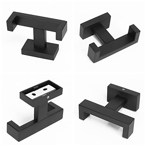NearMoon Bath Double Towel Hook- SUS304 Stainless Steel Square Robe Towel Holder, Heavy Duty Rustproof Double Coat Hook for Bathroom Livingroom Kitchen Wall Mounted, 2 Pack (Matte Black) - color: Matte Black