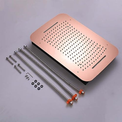 16 X 24 Inch Shower System Faucet Set For Bathroom Full Body Shower System Ceiling Atomizing Waterfall Rainfall Combo With Handheld Shower Spa Body Jet Can Use All Functions At Once Rose Gold - color: Rose Gold