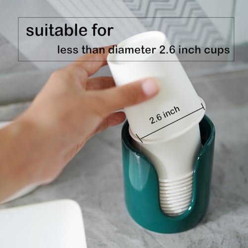 Ceramic Bathroom Cup Dispenser, 3 oz 4 oz Disposable Cups Holder, Small Mouthwash Cup Dispenser (Green) - color: Green