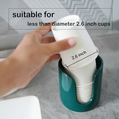 Ceramic Bathroom Cup Dispenser, 3 oz 4 oz Disposable Cups Holder, Small Mouthwash Cup Dispenser (Green) - color: Green