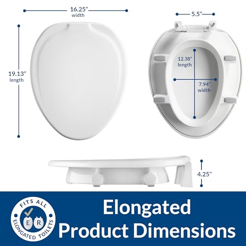 Bemis Assurance 3" Raised Toilet Seat for Seniors, Therapist Preferred for Safety, Secure Hinges, Clean Shield Guard, Elongated, White - size: Elongated, style: Raised Seat
