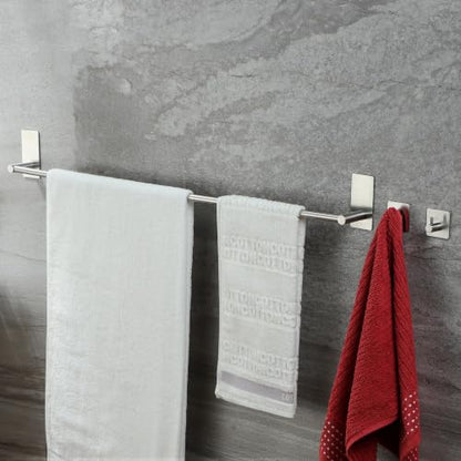 Taozun Towel Bar - 2 Packs Adhesive Hooks | 32 Inch Towel Holder, Hand Towel Rack Stick on Wall, Stainless Steel Bathroom Hardware Accessory Kit - color: Silver, size: 32-inch