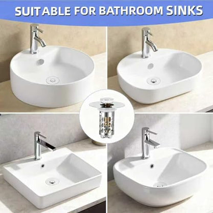 Bathroom Sink Drain Strainer, Universal 3 in 1 Bathroom Sink Stopper, Pop Up Bathroom Sink Drain Stopper with Removable Bathroom Sink Stopper Hair Catcher Basket, for 1.1 to 2.36''Hole - style: bathroom sink-1Pack