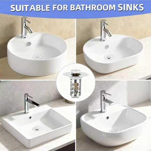 Bathroom Sink Drain Strainer, Universal 3 in 1 Bathroom Sink Stopper, Pop Up Bathroom Sink Drain Stopper with Removable Bathroom Sink Stopper Hair Catcher Basket, for 1.1 to 2.36''Hole - style: bathroom sink-2Pack