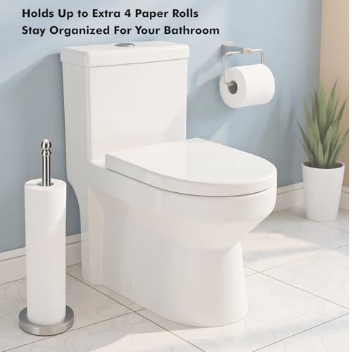 Toilet Paper Holder Stand Holding Up to 5 Paper Rolls, Free-Standing Spare Rolls Storage Holder, Stainless Steel (Brushed Nickel) - color: Brushed Nickel