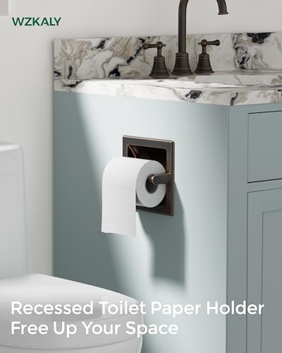 Recessed Toilet Paper Holder Wall Mounted Oil Rubbed Bronze | 304 Stainless Steel Post Pivoting Design Easy to Change Roll, in Wall Toilet Paper Holder for Mega Roll for Bathroom - color: Oil Rubbed Bronze