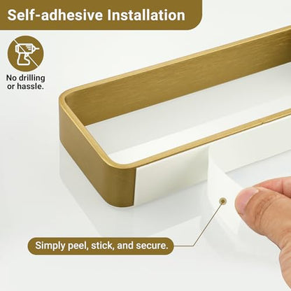 SAYAYO Brushed Gold Hand Towel Holder for Bathroom Wall, 10 Inch Self Adhesive Towel Bar Hand Towel Rack Square Heavy Duty - color: Gold, size: 10 Inch