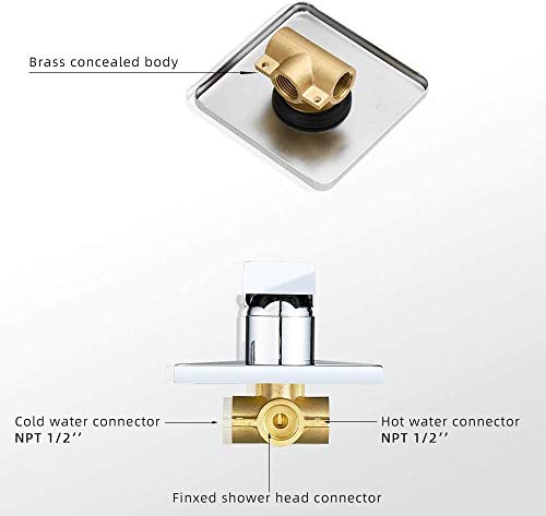 Shower Faucet Set Chrome, Single Function Shower Trim Kit with Rough-in Valve Bathroom Luxury Rain Shower Set Rainfall Shower System with Square Stainless Steel Metal Showerhead - color: Polished Chrome, style: Shower Faucet