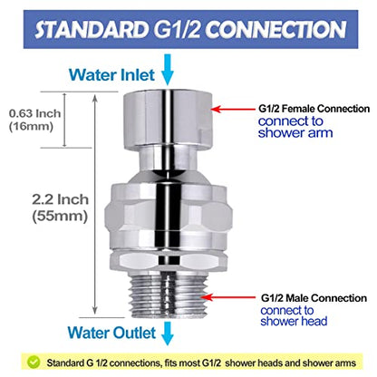 Shower Head Swivel Ball Adapter Brass Adjustable Shower Arm Connector Universal Showering Component Shower Arm Extension, Polished Chrome - color: Polished Chrome