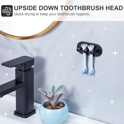 Electric Toothbrush Head Holder, Toothbrush Holders Wall Mounted, Adhesive Tooth Brush Head Holder Organiser, Electric Toothbrushs Holder, Shower Tooth Brushing Holder (Black, Small) - color: Black, size: Small