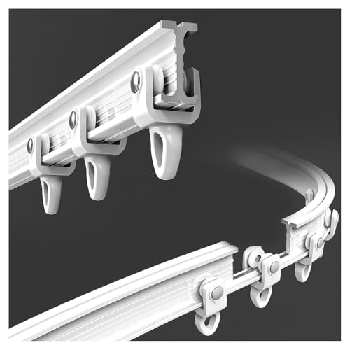 Flexible Bendable Curtain Track Ceiling Or Wall Mount Curtain Rail for Bay Window Room Divider RV Shower Curtain 220/280/350/450/500cm Curved Curtain Rod(3.6 FT) - size: 3.6 FT
