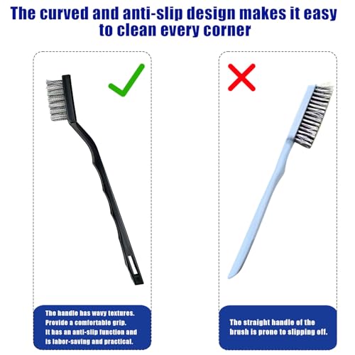 15PCS Mini Stainless Steel Wire Brush Set, Curved Handle Masonry Brushes, Wire Bristle Scratch Brush for Cleaning Welding Slag, Rust, Paint, Metal, Wood, Rust Remover Tool