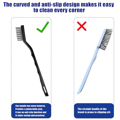 15PCS Mini Stainless Steel Wire Brush Set, Curved Handle Masonry Brushes, Wire Bristle Scratch Brush for Cleaning Welding Slag, Rust, Paint, Metal, Wood, Rust Remover Tool
