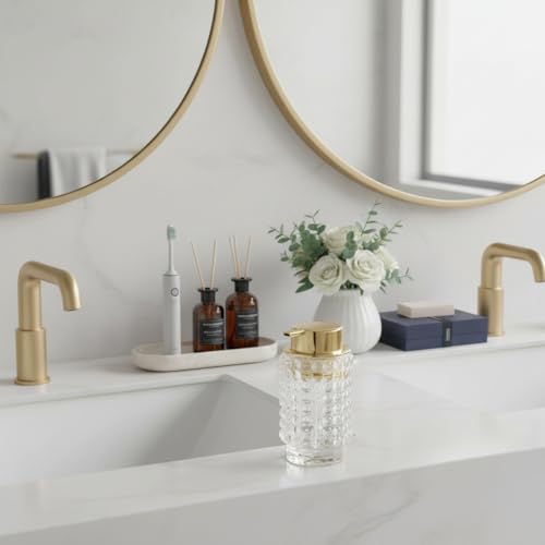 Glass Foaming Soap Dispenser, Clear Foam Hand Soap Dispenser, Bathroom 12 Oz Large Bottle with Gold Pump, Refillable Lotion Pump Container for Bathroom, Kitchen,Hand Soap, Dish Soap, Shampoo - color: Transparent