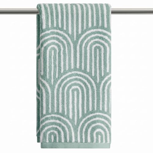 Artoid Mode 1 Pc Beige Blue Arched Stripes Jacquard Hand Towels for Bathroom, 100% Cotton Soft Absorbent Bathroom Decor Towels, 13.7 x 29.5 Inch - color: Beige/Blue, size: 13.7" x 29.5", 1PC