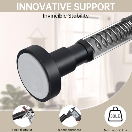BRIOFOX Shower Curtain Rod Adjustable 18-64 Inch, Stainless Steel Spring Tension Shower Rod No Drilling Non Slip, Matte Black - color: Matte Black, size: 18-64 Inch
