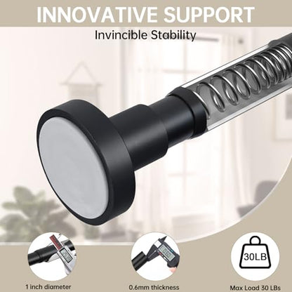 BRIOFOX Shower Curtain Rod Adjustable 18-64 Inch, Stainless Steel Spring Tension Shower Rod No Drilling Non Slip, Matte Black - color: Matte Black, size: 18-64 Inch