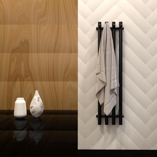 Heated Towel Rack, Towel Warmer with Timer, Wall Mounted hot Towel Warmer Rack for Bathroom, Hardwired or Plug-in Models Vertical Towel Heater Black - color: Matte Black