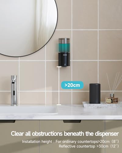 AIKE Automatic Soap Dispenser IPX7 Waterproof 13.5oz Matte Black | No-Drill and Screws for Mounting,Space Saving,Adjustable 5 Levels Precise Dispense for Bathroom,Easy Refill Wide Opening - color: Matte Black Stainless Steel