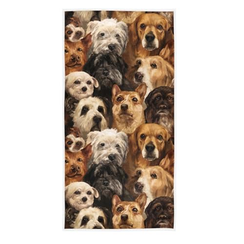 Naanle Cute Dogs Icon Print Soft Bath Towel Highly Absorbent Large Hand Towels Multipurpose for Bathroom, Hotel, Gym and Spa (16 x 30 Inches) - color: Dogs