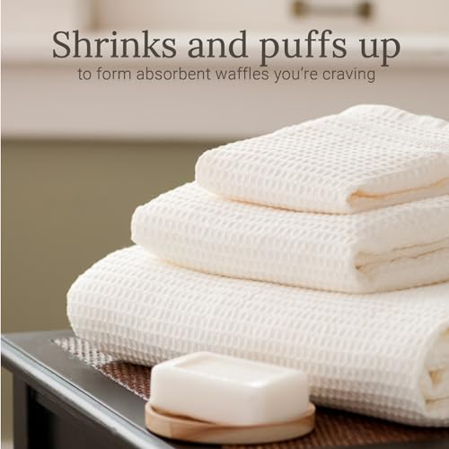 GILDEN TREE Waffle Towel Set Quick Dry Thin | 2 Bath Towels | 2 Hand Towels | 2 Washcloths, Classic Style (Cream) - color: Cream, size: Bath Towel Set