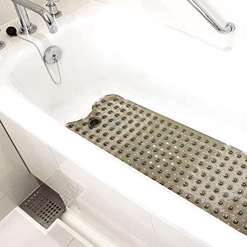 HealthSmart Bath Mat Extra Large No Slip Shower & Bathtub Mat with Suction Cups and Drain Holes for Anti-slip Grip, Machine Washable, Extra Large, 40 x 15.5, Gray - color: Gray, size: 40" x 15.5" (Rectangular)