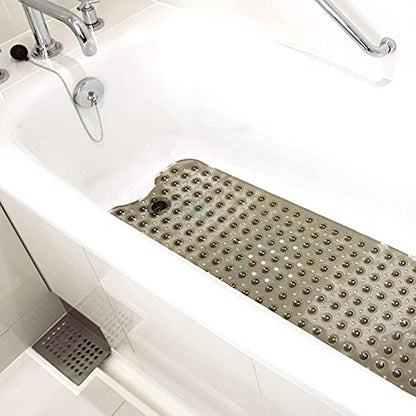 HealthSmart Bath Mat Extra Large No Slip Shower & Bathtub Mat with Suction Cups and Drain Holes for Anti-slip Grip, Machine Washable, Extra Large, 40 x 15.5, Gray - color: Gray, size: 40" x 15.5" (Rectangular)
