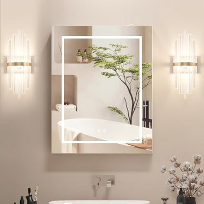 Lighted Medicine Cabinet, Led Medicine Cabinet with Mirror Wall Mounted | Bathroom Mirror Cabinet with Storage, Brightness Adjustable,Dimmer, 24x30 Inch, Right Hinges,Anti-Fog,Assembly Required - size: 24x30-Right Hinges