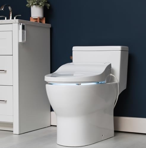 ALPHA BIDET JX2 Elongated Bidet Toilet Seat, White, Endless Warm Water, *NEW* Bowl Mist, LED Light, Quiet Operation, Wireless Remote, Stainless Steel Nozzle, Sittable Lid, 3 Year Warranty - color: White, size: Elongated