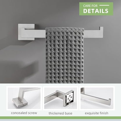 Angle Simple Brushed Nickel Hand Towel Holder, 10.24-in Bathroom Towel Bar | Sturdy SUS304 Stainless Steel, Square Hanger with Open Arm, Space Saving Home Decor, Screws Mounted - color: Brushed Nickel