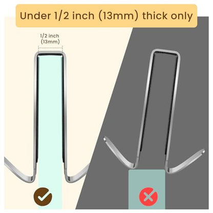 Shower Door Hooks for Towels, 2 Packs | Heavy Duty Drilling-Free Double Sided Towel Hooks for Bathroom Frameless Glass Door, Over the Door Towel Hooks - size: 2 PCS