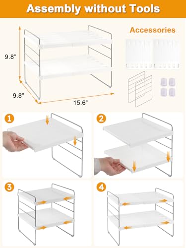 JUPELI Foil and Plastic Wrap Organizer, Expandable Kitchen Pantry Storage, Height Adjustable Cabinet Rack for Kitchen Organization, Aluminum Foil -3 Tier 9.8" to 15.6"L - size: 1 Pack