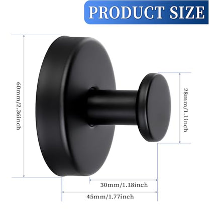 Suction Cup Hooks No Drill Stainless Steel Shower Hooks Towel Hook Heavy Duty on Smooth and Non-Porous Surfaces in Bathrooms Kitchen Bedroom (2, Matte Black) - color: Matte Black