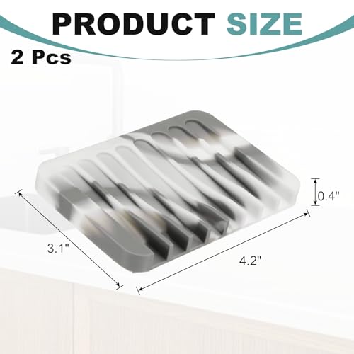 uxcell 2 Pcs Self Draining Silicone Soap Dish, Soap Tray with Drainage for Bathroom Shower Kitchen Sink, 4.5" x 3.1" x 0.4", Grey/White - color: Grey/White