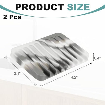 uxcell 2 Pcs Self Draining Silicone Soap Dish, Soap Tray with Drainage for Bathroom Shower Kitchen Sink, 4.5" x 3.1" x 0.4", Grey/White - color: Grey/White