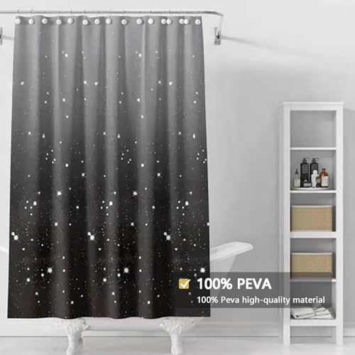 TIKABC Shower Curtain Liner, 4G PEVA Shower Liner, Plastic Waterproof Shower Curtains, with Grommet Holes and 3 Magnetic Weights(Gradient Black) - color: Gradient Black