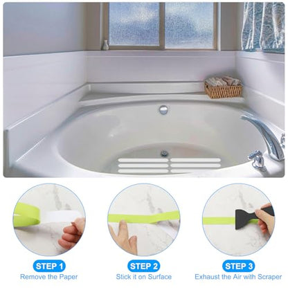 PATIKIL Bathtub Non Slip Stickers, 6 Pack Safety Shower Floor Anti Slip Stickers with Adhesive Decals Scraper for Bath Tub Shower Floor Stair, Black - color: Black