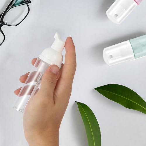 3pcs 2oz Small Size Mousse Plastic Travel Foam Pump Bottle Dispenser (60ml) | Clear+Green+Pink, Leakproof, Tsa approved, Travelers Daily Use, for Hand Soap, Shampoo, Lash Cleanser - color: Clear+green+pink