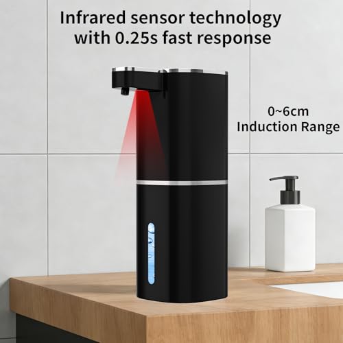 Automatic Foaming Soap Dispenser, Touchless Hand Soap Dispenser, USB Rechargeable, 4 Adjustable Levels, 14.2 oz (420 ml) Large Capacity, for Bathroom, Kitchen & School (Black, Foaming) - color: Black, size: Foaming