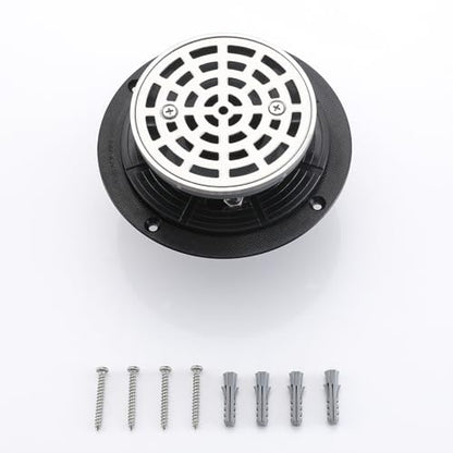RANDOM Round Shower Drain Brushed Nickel 4 Inch Shower Drain with Adjustable PVC Base Flange,SUS304 Stainless Steel Bathroom Shower Floor Drain with Removable Grid Cover Grate.98768BN-S - color: A-brushed Nickel-4″ Round With Base Flange