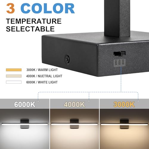 LED Bathroom Vanity Light, Modern Bathroom Light Fixture Over Mirror (3000K/4000K/6000K, Dimmable), Vanity Light Bar with Angle Adjustable, 32 Inch, Black - color: Black, size: 32 inch
