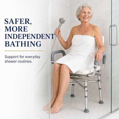 Swivel Shower Chair for Seniors, Heavy Duty Shower Chair | Swivel Shower Chair for Elderly and Disabled; Shower Chair for inside Shower, X Reinforced Base, Adjustable Height