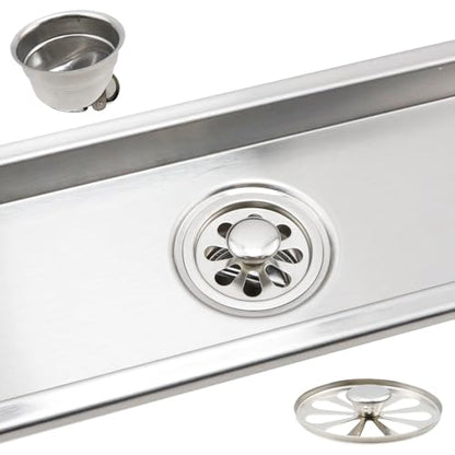 Dnyta 12 Inch Linear Shower Drain for Bathroom Shower (Silver, Fence Style) | 304 Stainless Steel Floor Drain Shower Drain with Drain Grate Removable & SS Hair Strainer, for Bathroom Kitchen or Toilet - style: Silver Fence Style + Stainless Steel Strainer