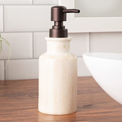 Creative Scents Rustic Luxe Bathroom Soap Dispenser | Beige Hand Soap Dispenser for Bathroom with Pump - Rustic Farmhouse Decor – Resin Lotion Dispenser with Pump Holds 8.8 Oz. - style: Soap Dispenser