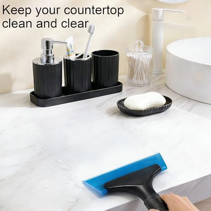 Bathroom Accessories Set with Shower Curtain Tissue Box Squeegee | with Tissue Box, Squeegee, Trash Can, Toilet Brush Set, Soap Dispenser Toothbrush Holder Set, Tray, Q-tip Holder - size: Bath Set Tissue Box Squeegee