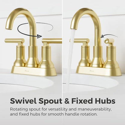 Pfister Capistrano Brushed Gold 3 Hole Centerset Bathroom Faucet LF048CSOBG | Push & Seal drain included, TiteSeal no-putty install, EPA WaterSense 30% savings, NSF lead-free, Lifetime finish coverage - color: Brushed Gold, size: 1 Pack