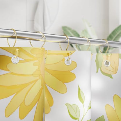 AmazerBath Shower Curtain Hooks Gold Shower Curtain Rings, Simple Double Hook Shower Curtain Hooks Rust Proof, Metal Smooth Shower Hooks for Shower Curtain Rod, 12 Pcs Shower Rod Hook Light Gold - color: Light Gold, style: Minimalist - Double Shower Hooks