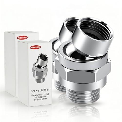 2 Pcs Shower Connector Ball Joint Shower Head Swivel Ball Adapter Brass Adjustable Shower Arm Extension Universal Component Polish Chrome - color: Silver-2Pcs